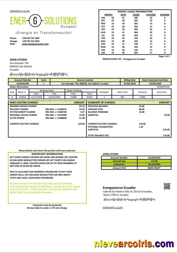 Ecuador Energysource Ecuador energy utility bill